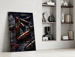 Lipstick and Bullets Red Kiss Glass Wall Art