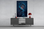 Liquid Water Hand Ornate Compass Glass Wall Art