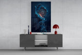 Liquid Water Hand Ornate Compass Glass Wall Art