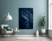 Liquid Water Hand Ornate Compass Glass Wall Art