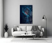 Liquid Water Hand Ornate Compass Glass Wall Art