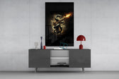 Golden Pistol and Black Serpent Glass Wall Art