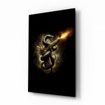 Golden Pistol and Black Serpent Glass Wall Art