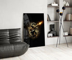 Golden Pistol and Black Serpent Glass Wall Art