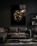 Golden Pistol and Black Serpent Glass Wall Art