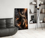 Lady Justice Bronze Scales Ember Glass Wall Art