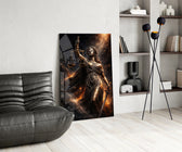 Lady Justice Bronze Scales Ember Glass Wall Art