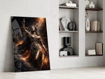 Lady Justice Bronze Scales Ember Glass Wall Art