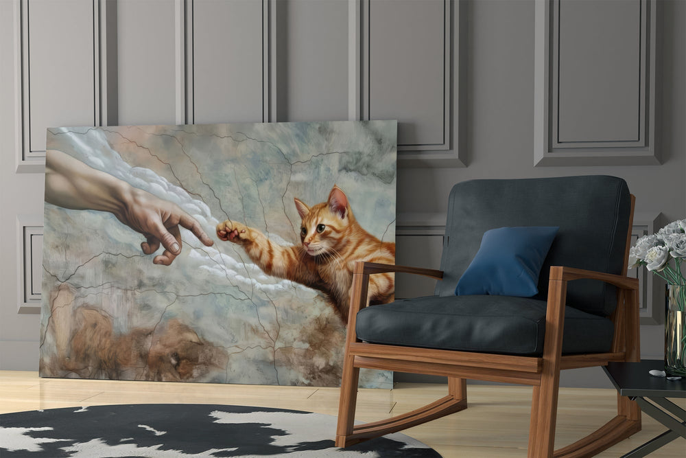 Creation of Cat Ginger Kitten Paw Glass Wall Art