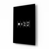 Rich Risk Silver Interlock Typography Glass Wall Art