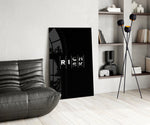 Rich Risk Silver Interlock Typography Glass Wall Art