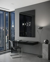 Rich Risk Silver Interlock Typography Glass Wall Art