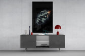 Serpent Coiled Firing Pistol Dark Glass Wall Art
