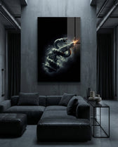 Serpent Coiled Firing Pistol Dark Glass Wall Art