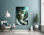Winged Blindfolded Lady Justice Glass Wall Art