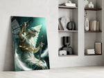 Winged Blindfolded Lady Justice Glass Wall Art