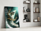 Winged Blindfolded Lady Justice Glass Wall Art