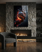 Molten Ember Hand Cradling Planet Glass Wall Art