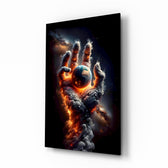 Smoke Cloud Hand Reaching for Earth Glass Wall Art