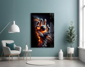 Smoke Cloud Hand Reaching for Earth Glass Wall Art