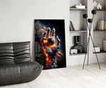 Smoke Cloud Hand Reaching for Earth Glass Wall Art