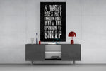 Wolf Opinion of Sheep Quote Glass Wall Art