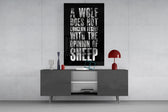 Wolf Opinion of Sheep Quote Glass Wall Art