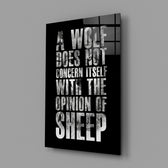 Wolf Opinion of Sheep Quote Glass Wall Art