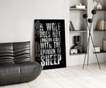 Wolf Opinion of Sheep Quote Glass Wall Art