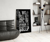 Wolf Opinion of Sheep Quote Glass Wall Art