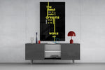 Wake Up Yellow Neon Dreams Quote Glass Wall Art