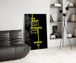 Wake Up Yellow Neon Dreams Quote Glass Wall Art