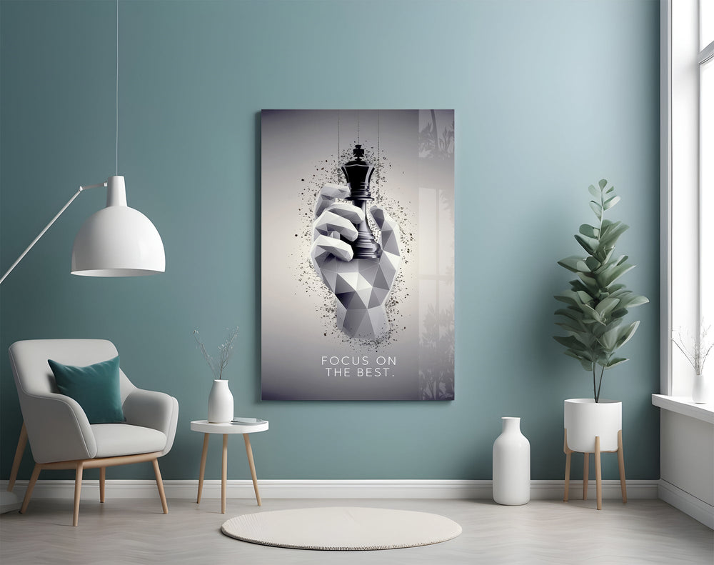 Focus on the Best Chess King Glass Wall Art