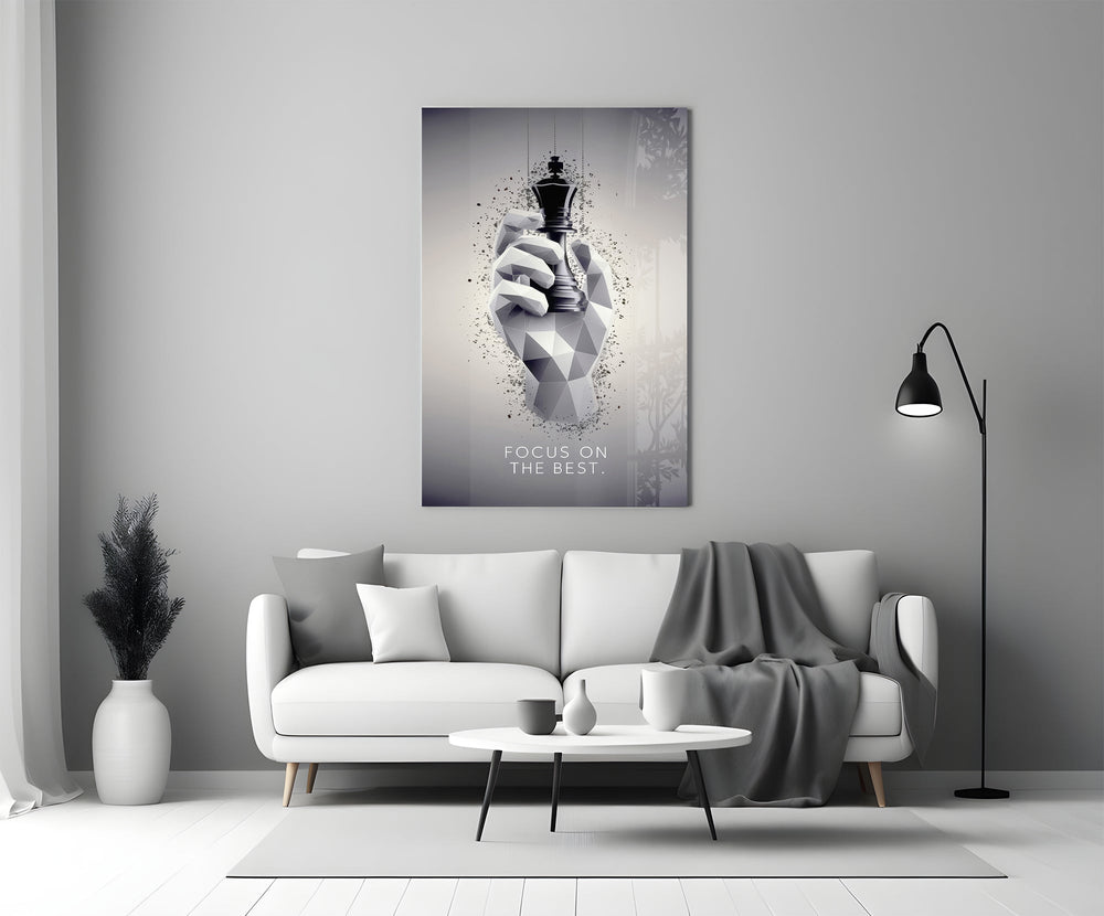 Focus on the Best Chess King Glass Wall Art