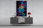 Never Give Up Neon Graffiti Quote Glass Wall Art