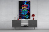 Never Give Up Neon Graffiti Quote Glass Wall Art