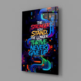Never Give Up Neon Graffiti Quote Glass Wall Art