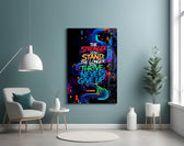Never Give Up Neon Graffiti Quote Glass Wall Art