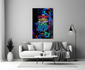 Never Give Up Neon Graffiti Quote Glass Wall Art