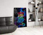 Never Give Up Neon Graffiti Quote Glass Wall Art