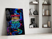 Never Give Up Neon Graffiti Quote Glass Wall Art