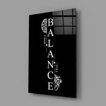 Balance Brain and Heart Quote Glass Wall Art