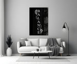 Balance Brain and Heart Quote Glass Wall Art
