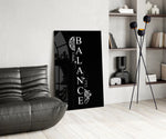 Balance Brain and Heart Quote Glass Wall Art