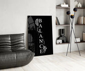 Balance Brain and Heart Quote Glass Wall Art