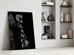 Balance Brain and Heart Quote Glass Wall Art