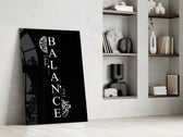 Balance Brain and Heart Quote Glass Wall Art