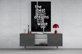 Wake Up Dreams Black and White Glass Wall Art