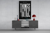 Make Things Happen Bold Typography Glass Wall Art