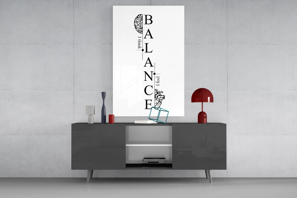 Balance I Think I Feel Brain Heart Glass Wall Art